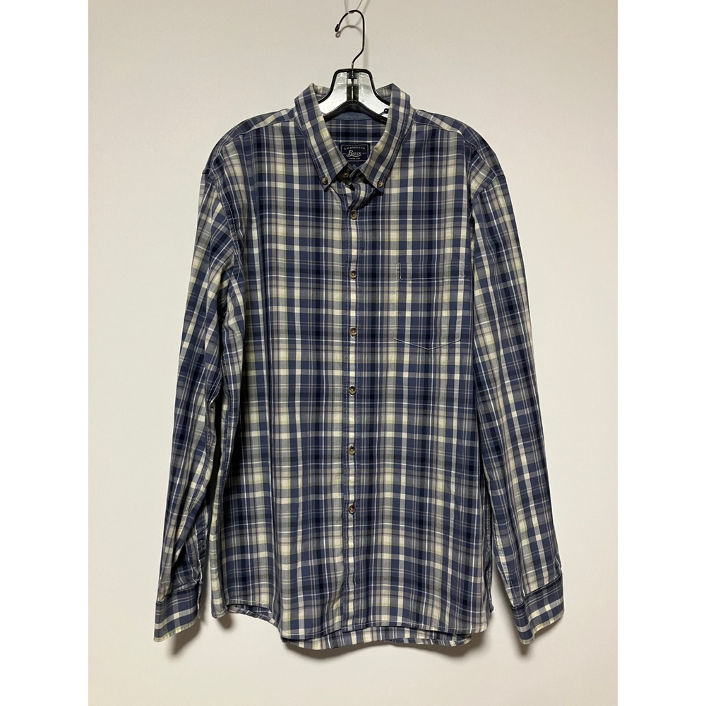 G.H. Bass & Co. Mens Plaid Button Down Shirt XL Blue Cotton BASCL-9901